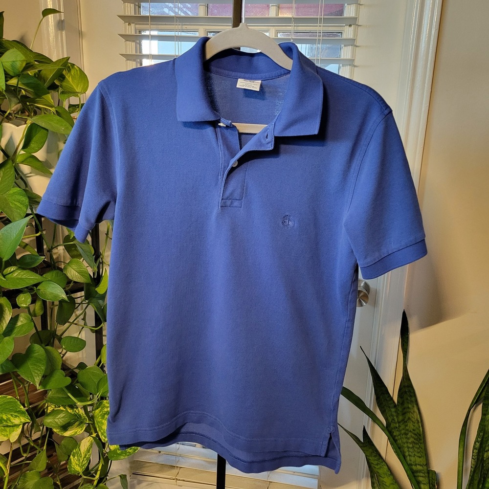 Brooks Brothers Performance Polo Shirt Blue Slim Fit Cotton Mens Small